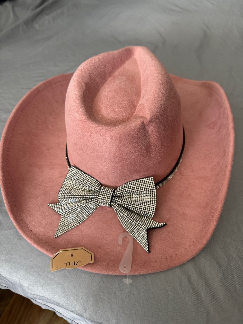 Women's Pink Suede Western Cowboy Hat with Decorative Band - Picture 2 of 9